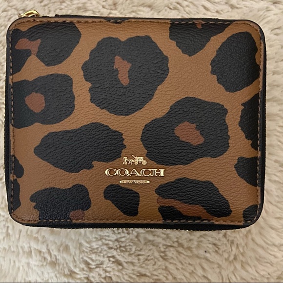 Coach Accessories Coach Leopard Print Zipper Jewelry Box With Gold Hardware Poshmark